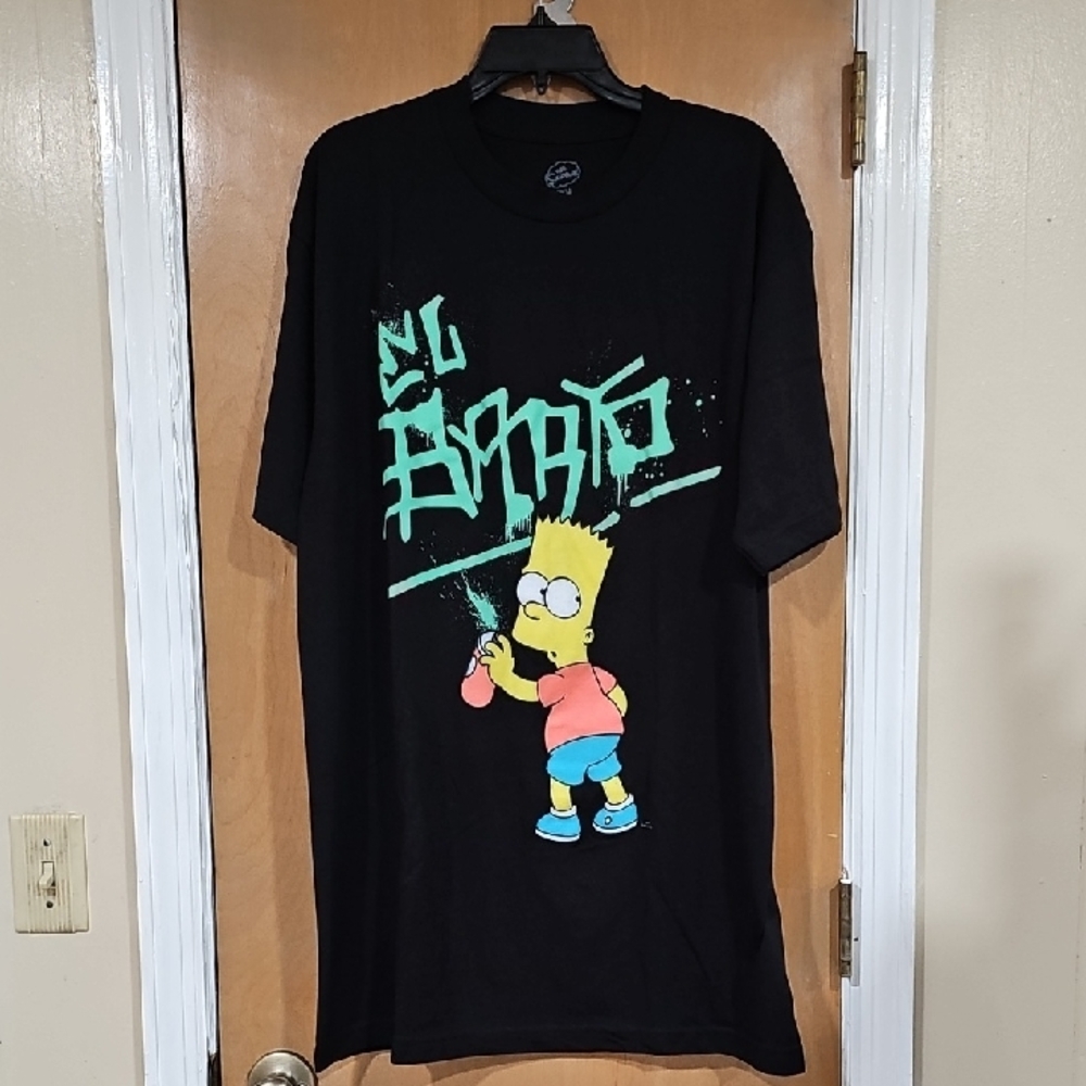 Black Graphic Tee with Cartoon Print